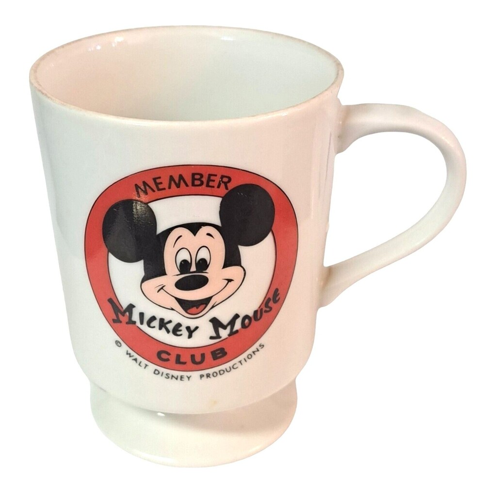 Vintage Mickey Mouse Club Member Coffee Mug‎ Footed Pedestal Walt Disney Japan
